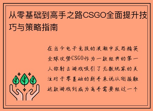 从零基础到高手之路CSGO全面提升技巧与策略指南