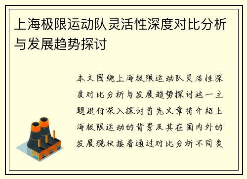 上海极限运动队灵活性深度对比分析与发展趋势探讨